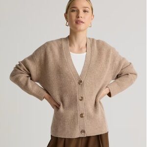 Quince Cashmere Oversized Cropped Cardigan Oatmeal Size XL